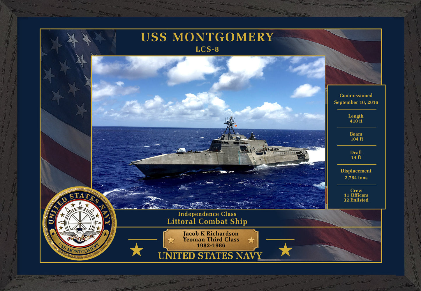 USS Montgomery LCS-8 Framed Patriotic Photo