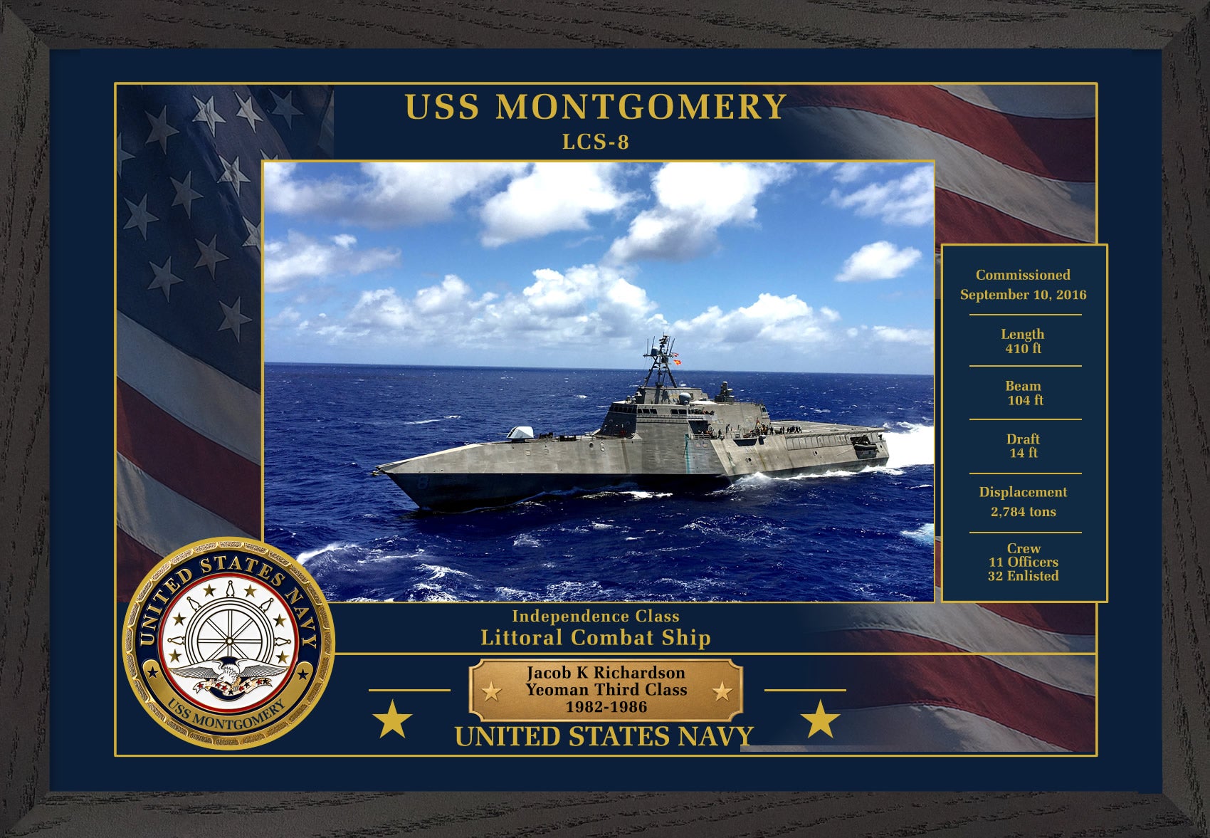 USS Montgomery LCS-8 Framed Patriotic Photo
