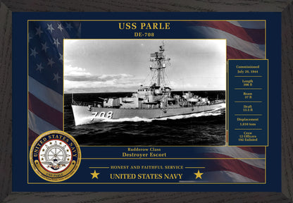 USS Parle DE-708 Framed Patriotic Photo
