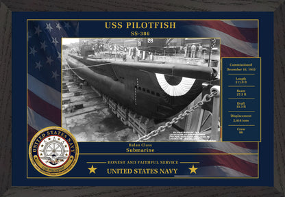 USS Pilotfish SS-386 Framed Patriotic Photo