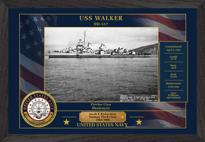 USS Walker DD-517 Framed Patriotic Photo