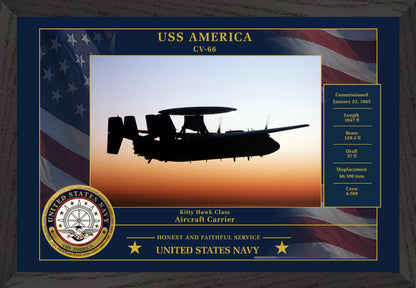 USS America CV-66 Framed Patriotic Photo
