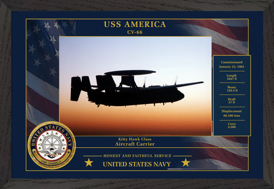 USS America CV-66 Framed Patriotic Photo
