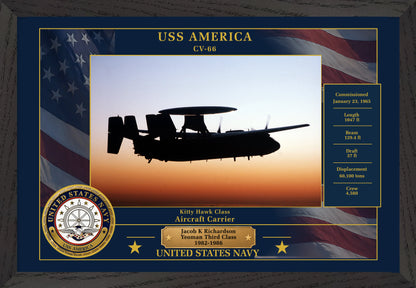 USS America CV-66 Framed Patriotic Photo