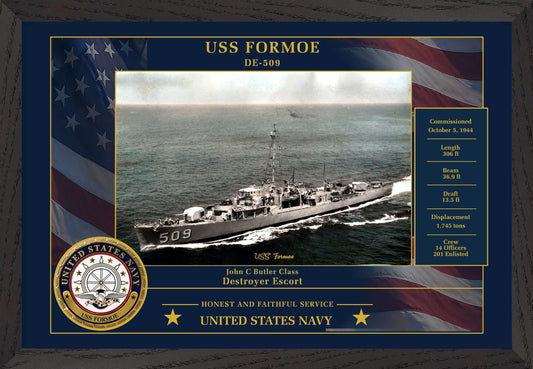 USS Formoe DE-509 Framed Patriotic Photo