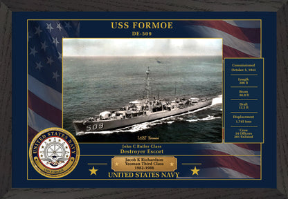 USS Formoe DE-509 Framed Patriotic Photo