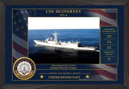 USS Mcinerney FFG-8 Framed Patriotic Photo