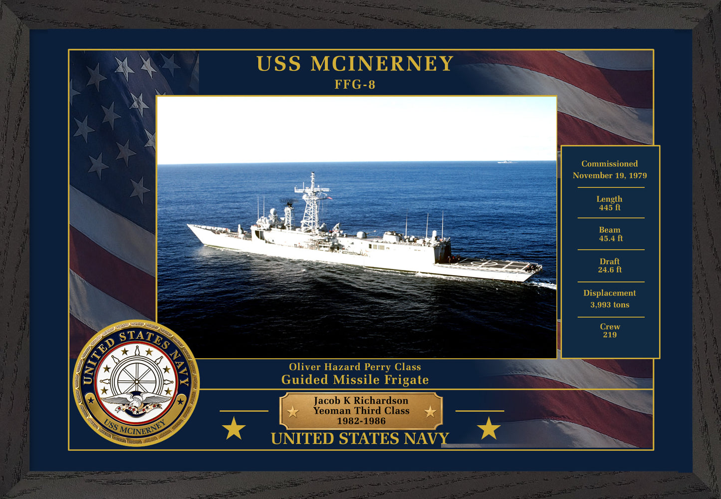 USS Mcinerney FFG-8 Framed Patriotic Photo