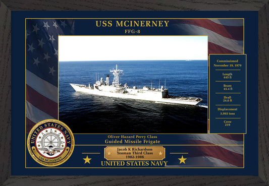 USS Mcinerney FFG-8 Framed Patriotic Photo