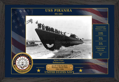 USS Piranha SS-389 Framed Patriotic Photo