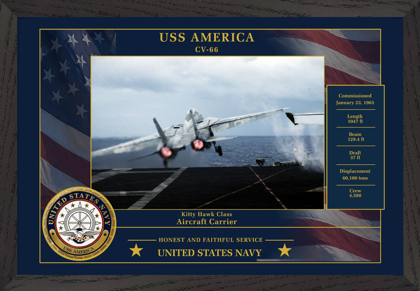 USS America CV-66 Framed Patriotic Photo