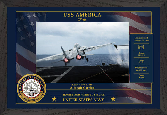 USS America CV-66 Framed Patriotic Photo