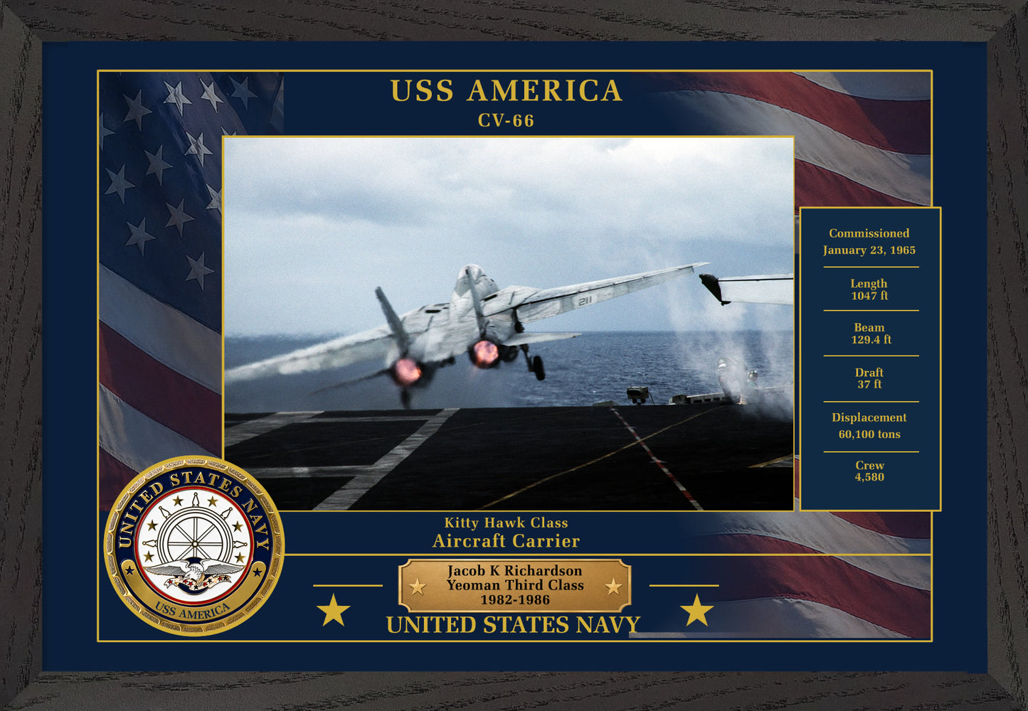 USS America CV-66 Framed Patriotic Photo