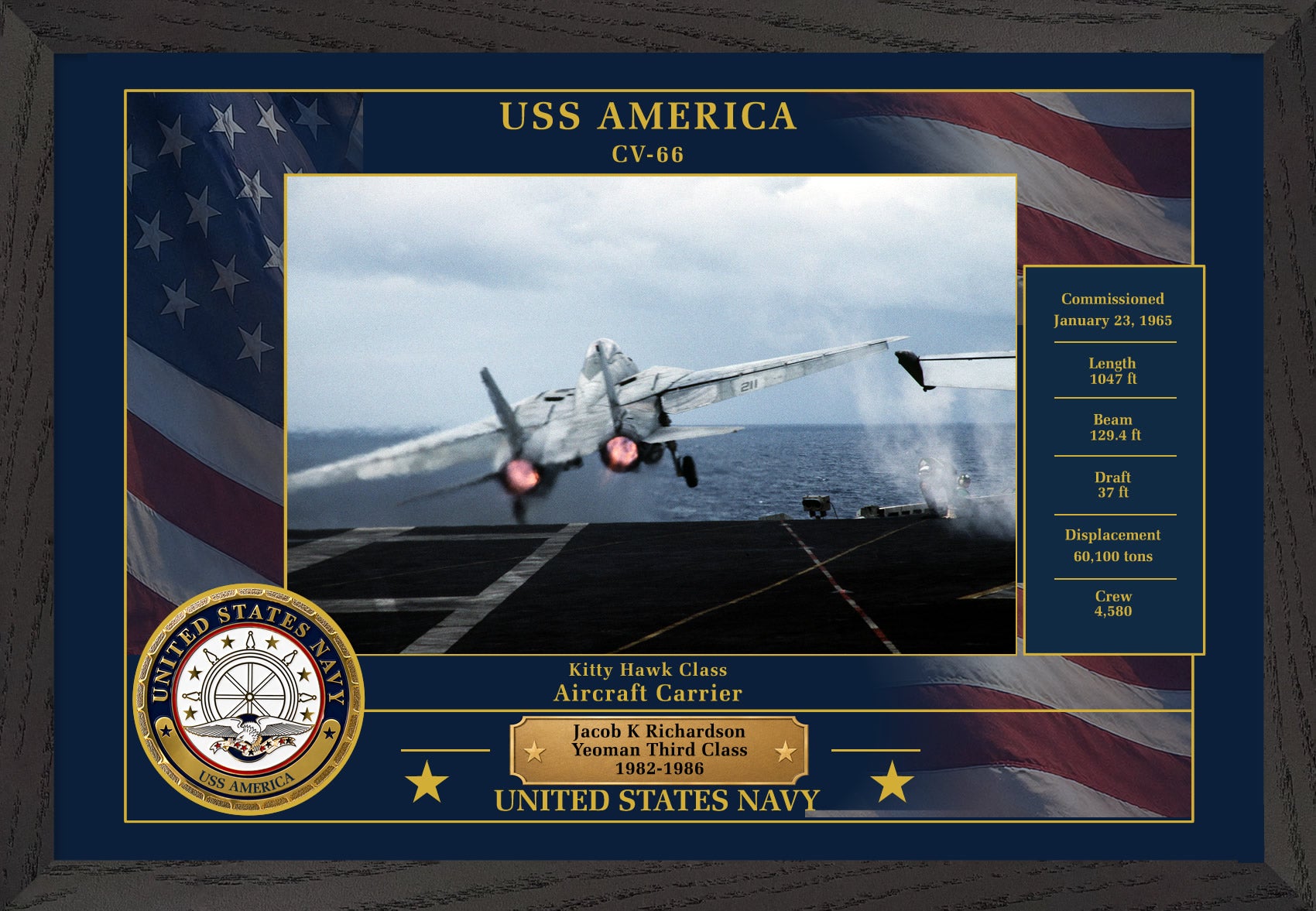 USS America CV-66 Framed Patriotic Photo