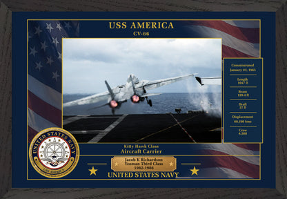 USS America CV-66 Framed Patriotic Photo