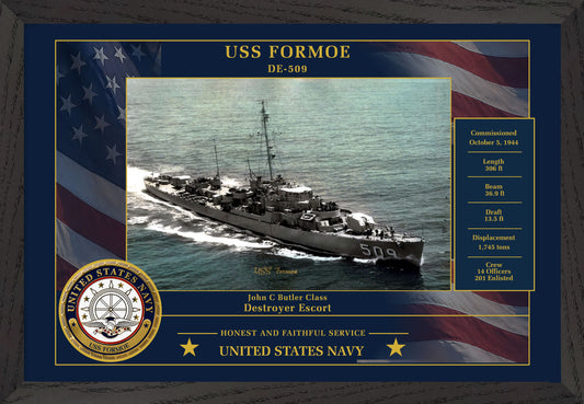 USS Formoe DE-509 Framed Patriotic Photo