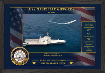 USS Gabrielle Giffords LCS-10 Framed Patriotic Photo