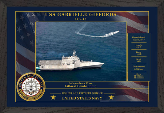 USS Gabrielle Giffords LCS-10 Framed Patriotic Photo