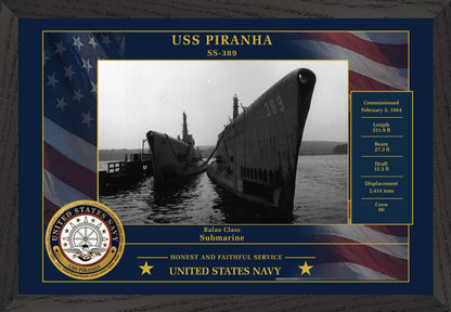 USS Piranha SS-389 Framed Patriotic Photo