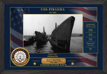 USS Piranha SS-389 Framed Patriotic Photo