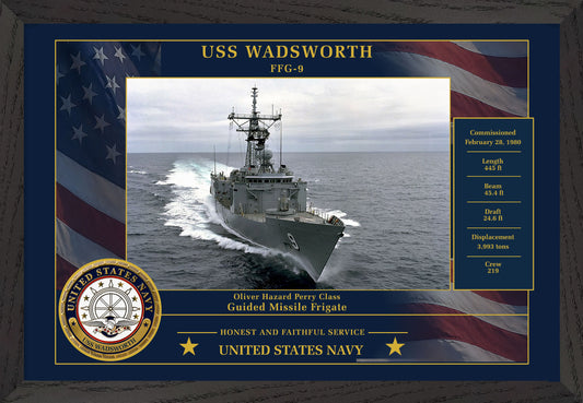 USS Wadsworth FFG-9 Framed Patriotic Photo