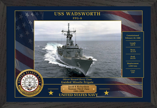 USS Wadsworth FFG-9 Framed Patriotic Photo