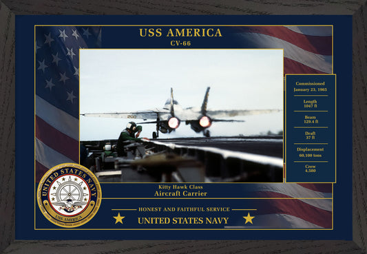 USS America CV-66 Framed Patriotic Photo