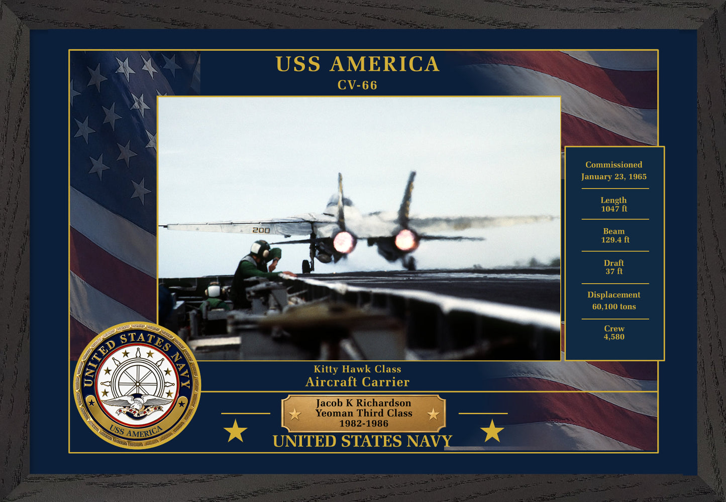 USS America CV-66 Framed Patriotic Photo