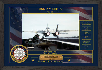 USS America CV-66 Framed Patriotic Photo