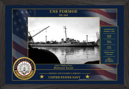 USS Formoe DE-509 Framed Patriotic Photo