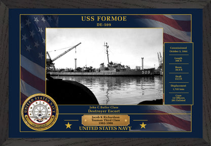 USS Formoe DE-509 Framed Patriotic Photo