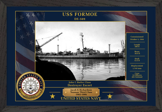 USS Formoe DE-509 Framed Patriotic Photo