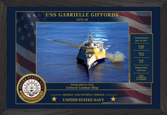 USS Gabrielle Giffords LCS-10 Framed Patriotic Photo
