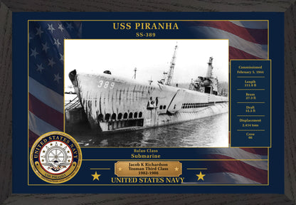 USS Piranha SS-389 Framed Patriotic Photo