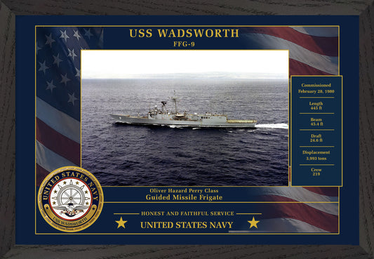 USS Wadsworth FFG-9 Framed Patriotic Photo