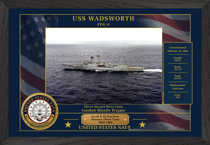 USS Wadsworth FFG-9 Framed Patriotic Photo
