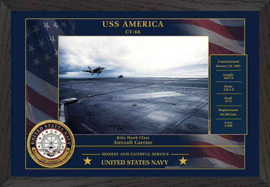 USS America CV-66 Framed Patriotic Photo