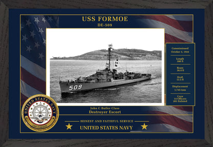 USS Formoe DE-509 Framed Patriotic Photo