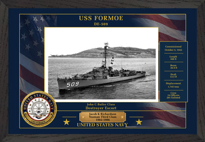USS Formoe DE-509 Framed Patriotic Photo