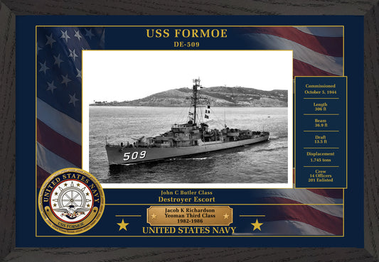 USS Formoe DE-509 Framed Patriotic Photo
