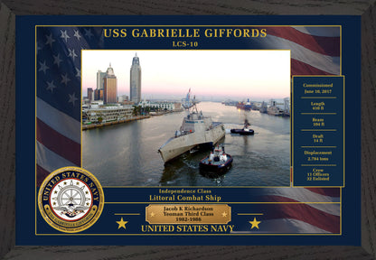 USS Gabrielle Giffords LCS-10 Framed Patriotic Photo