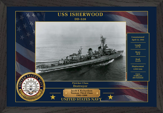 USS Isherwood DD-520 Framed Patriotic Photo