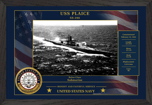 USS Plaice SS-390 Framed Patriotic Photo