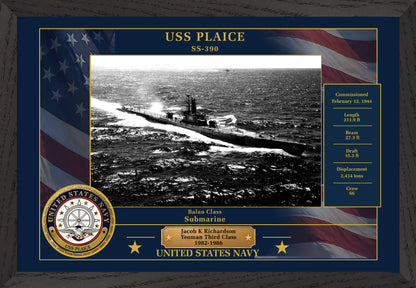 USS Plaice SS-390 Framed Patriotic Photo