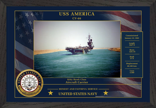 USS America CV-66 Framed Patriotic Photo