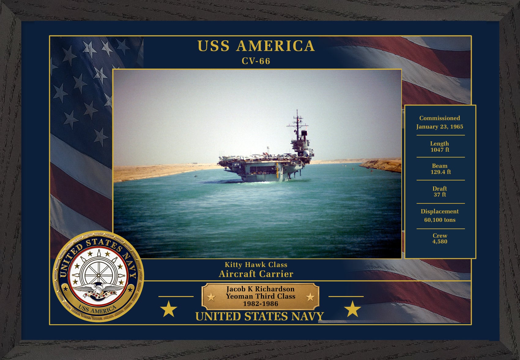 USS America CV-66 Framed Patriotic Photo