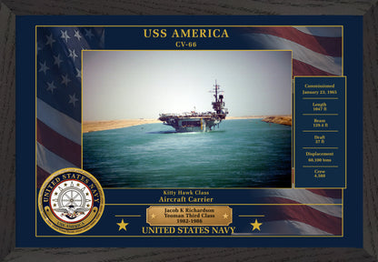 USS America CV-66 Framed Patriotic Photo