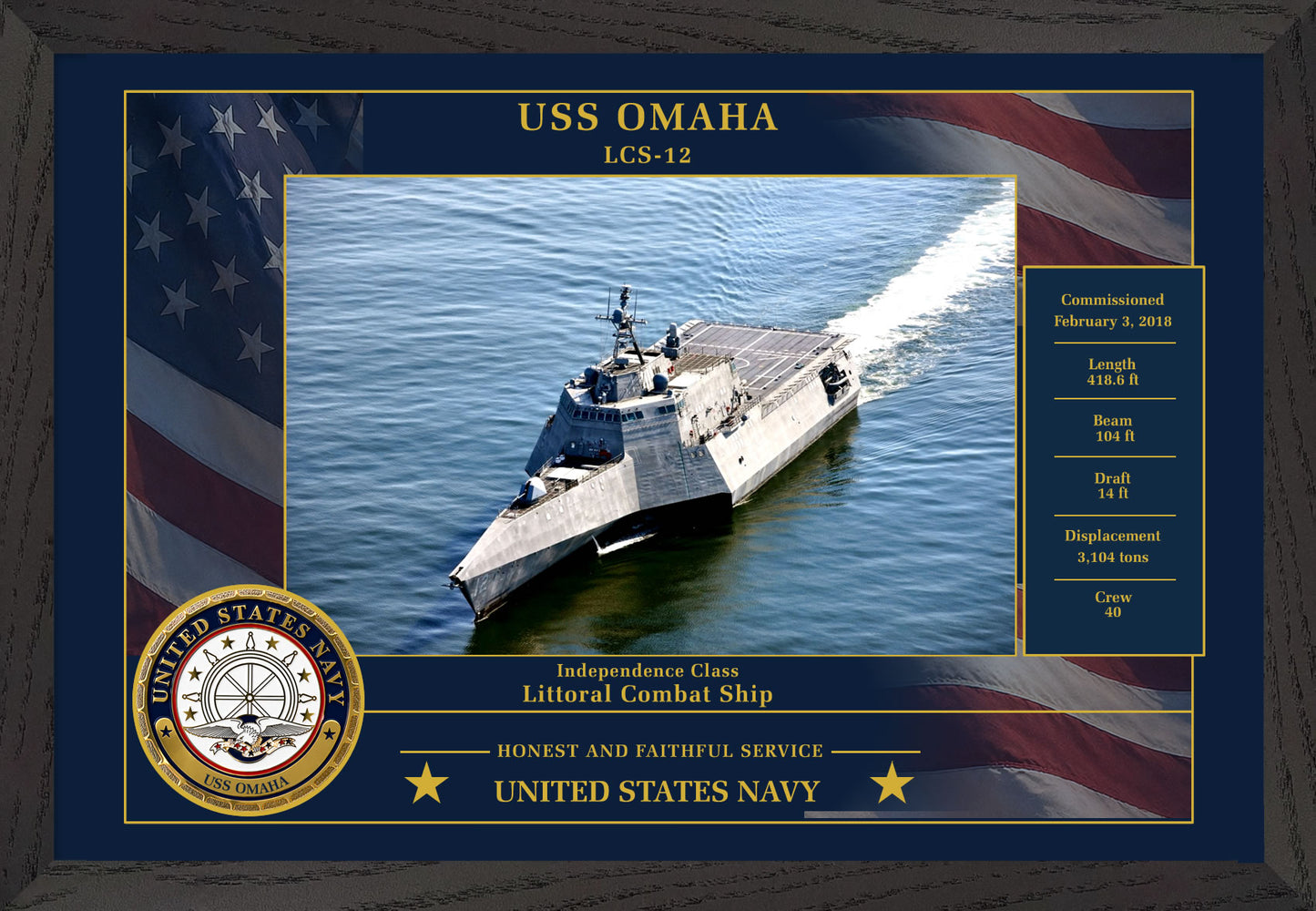 USS Omaha LCS-12 Framed Patriotic Photo