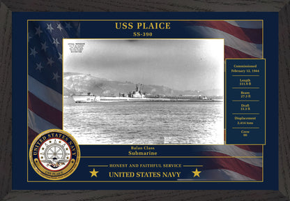 USS Plaice SS-390 Framed Patriotic Photo