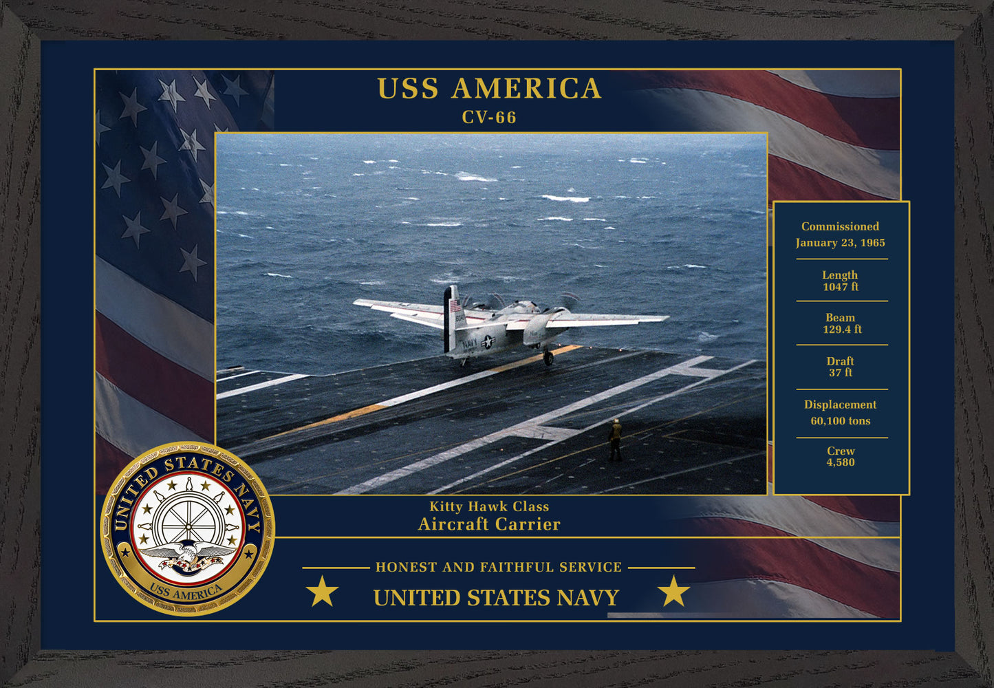 USS America CV-66 Framed Patriotic Photo